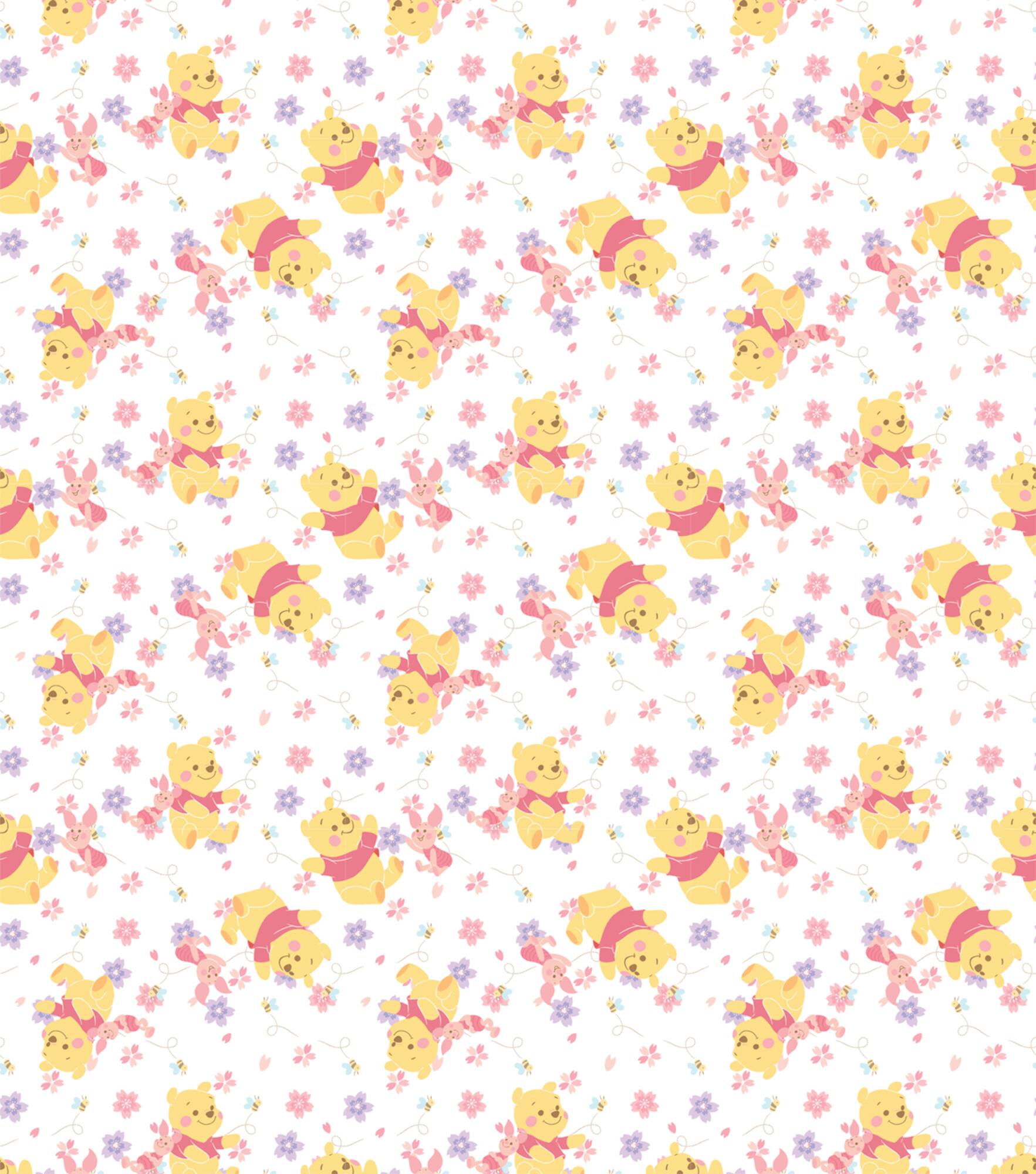 Disney® Pooh & Piglet Flowers Cotton Fabric
